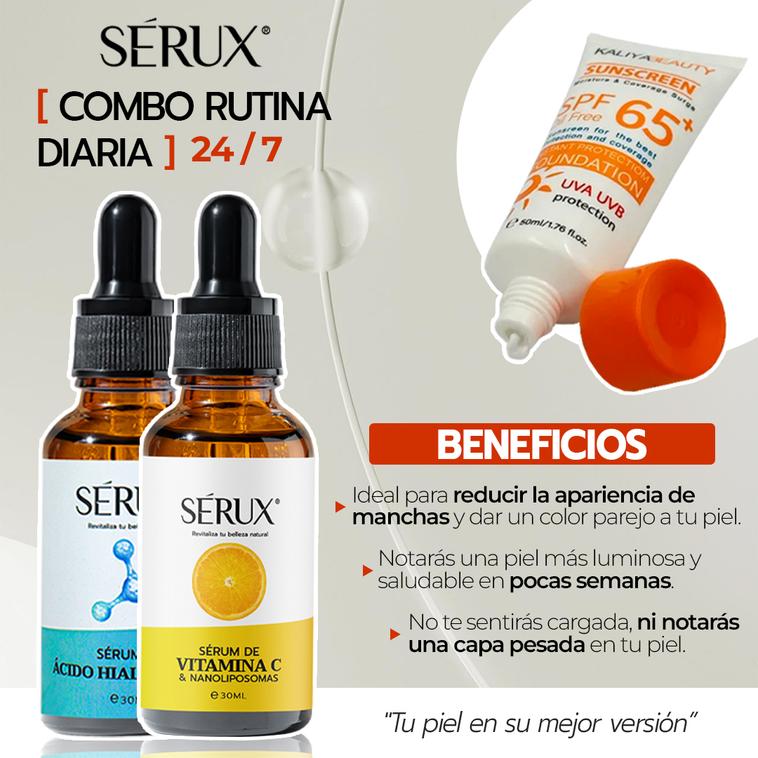 Rutina Facial Sérux con Vitamina C y Solar - Hidrata protege y rejuvenece tu piel diariamente - Imagen 2